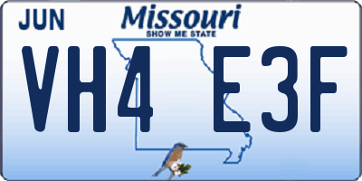 MO license plate VH4E3F