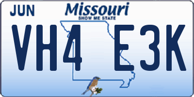 MO license plate VH4E3K