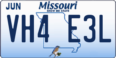 MO license plate VH4E3L