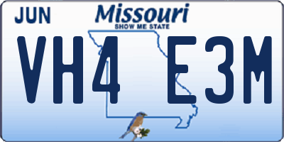 MO license plate VH4E3M