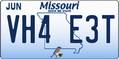 MO license plate VH4E3T