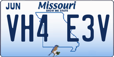 MO license plate VH4E3V