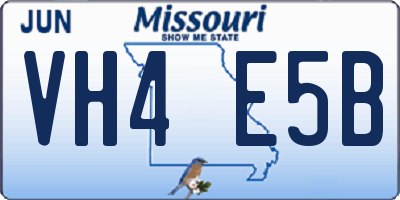MO license plate VH4E5B