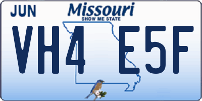 MO license plate VH4E5F