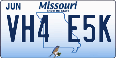 MO license plate VH4E5K