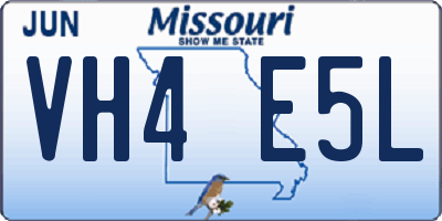 MO license plate VH4E5L