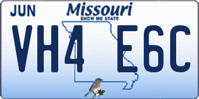 MO license plate VH4E6C