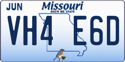 MO license plate VH4E6D