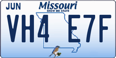 MO license plate VH4E7F