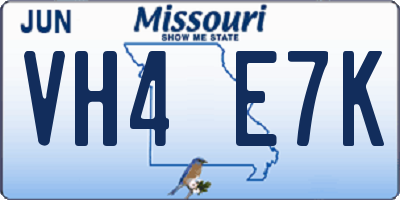 MO license plate VH4E7K