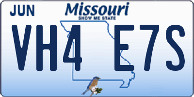MO license plate VH4E7S