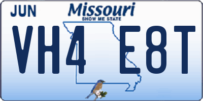 MO license plate VH4E8T