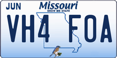 MO license plate VH4F0A