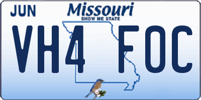 MO license plate VH4F0C