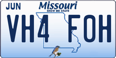 MO license plate VH4F0H