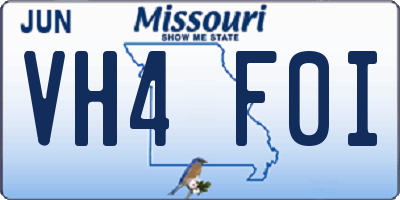 MO license plate VH4F0I