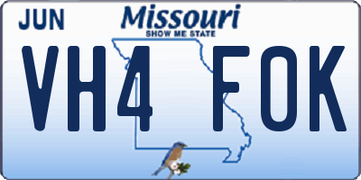 MO license plate VH4F0K