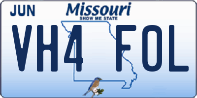 MO license plate VH4F0L