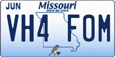 MO license plate VH4F0M