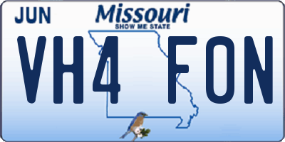 MO license plate VH4F0N
