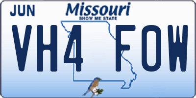 MO license plate VH4F0W