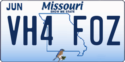 MO license plate VH4F0Z