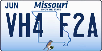 MO license plate VH4F2A