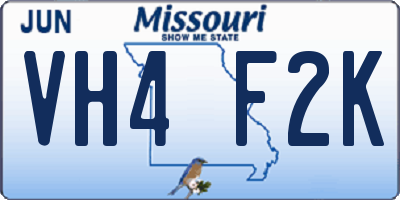 MO license plate VH4F2K