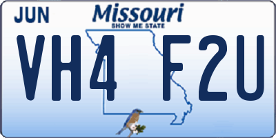 MO license plate VH4F2U