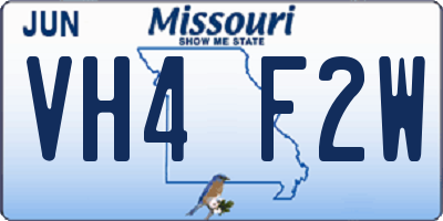 MO license plate VH4F2W