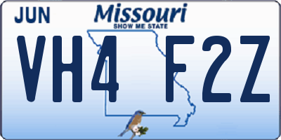 MO license plate VH4F2Z