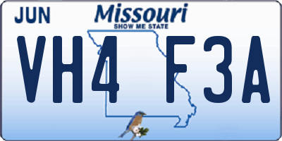 MO license plate VH4F3A