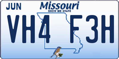 MO license plate VH4F3H