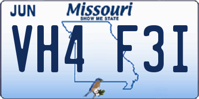MO license plate VH4F3I