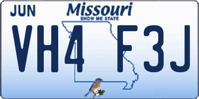 MO license plate VH4F3J