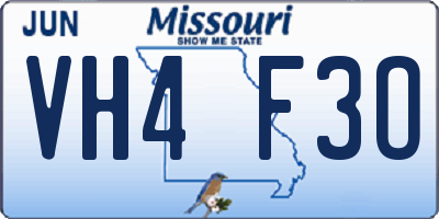 MO license plate VH4F3O