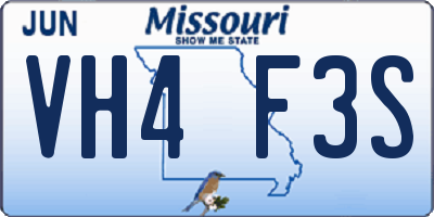 MO license plate VH4F3S