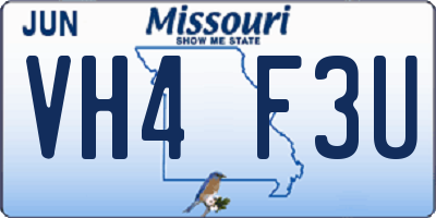 MO license plate VH4F3U