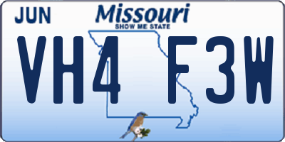 MO license plate VH4F3W