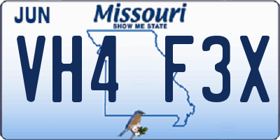 MO license plate VH4F3X