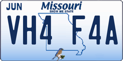 MO license plate VH4F4A