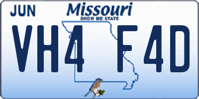 MO license plate VH4F4D