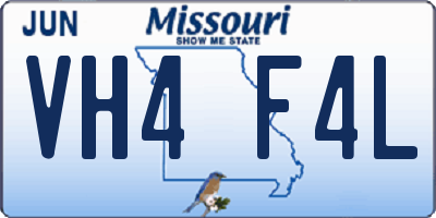 MO license plate VH4F4L