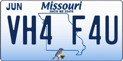MO license plate VH4F4U