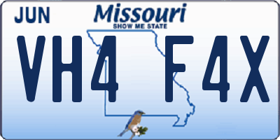MO license plate VH4F4X