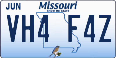 MO license plate VH4F4Z