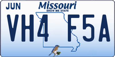 MO license plate VH4F5A