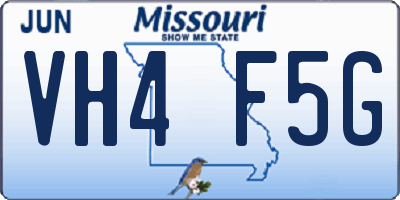 MO license plate VH4F5G