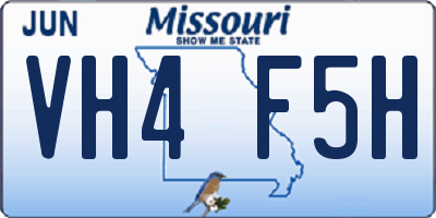 MO license plate VH4F5H