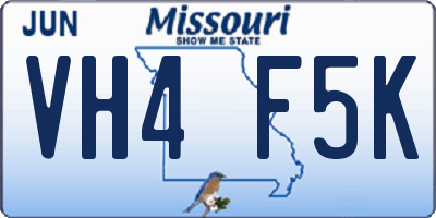 MO license plate VH4F5K